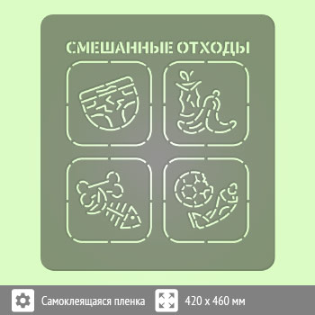 Трафарет «Смешанные отходы» (соответствует наклейке, размером 400х400 мм)